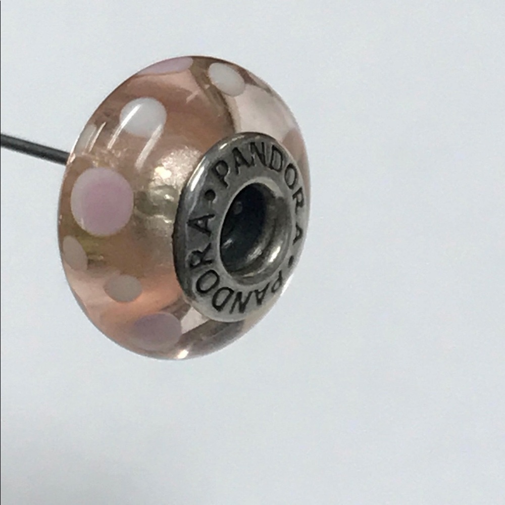 Authentic Pandora Sterling Silver 925 ALE Pink Polka Dots Murano Bead